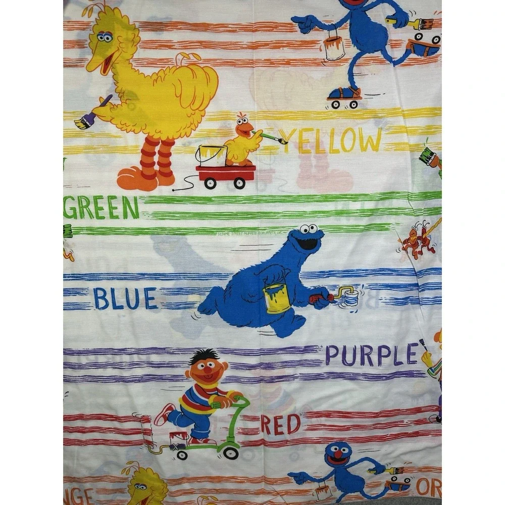 Vintage JC Penny Big Bird Sesame Street Elmo Crayon FULL Sheet Set Pillowcases